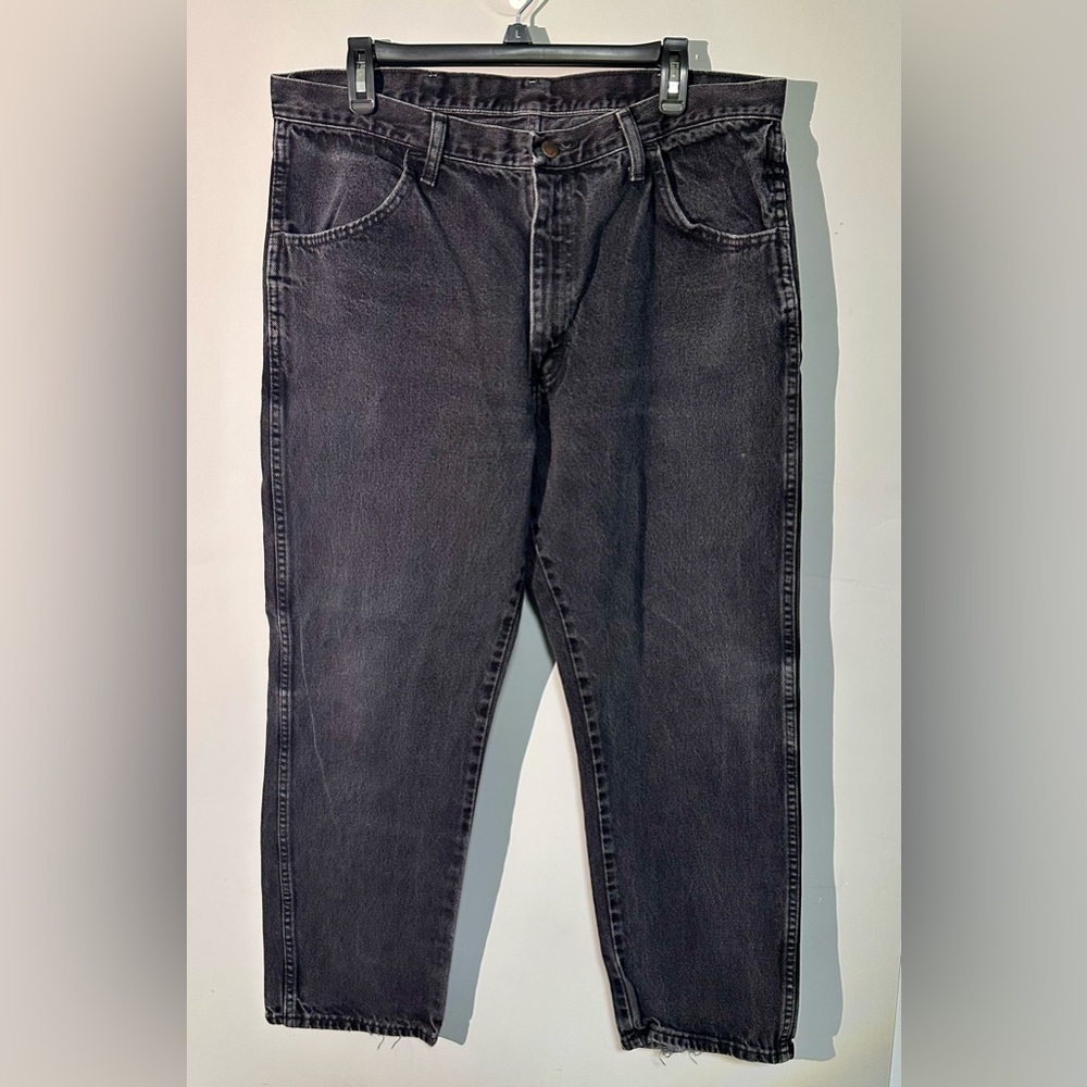Vintage Rustler Men's Black Denim Jeans Size 38x29 100% Cotton